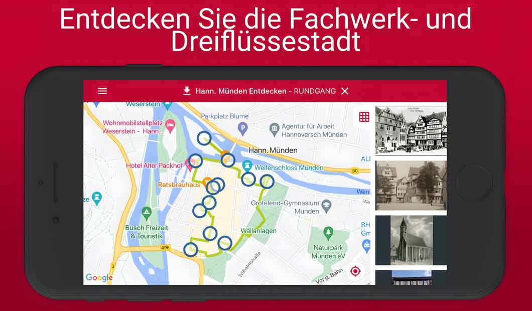 Hann. Münden Entdecken App - ein Screen (c) Hann. Münden Marketing GmbH